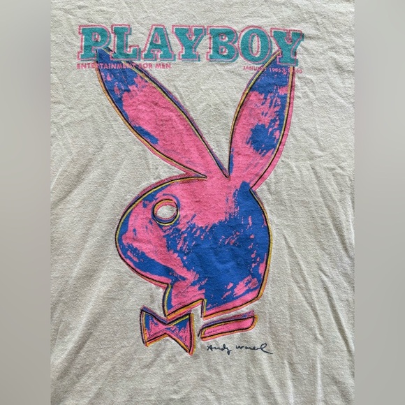 Playboy Woman’s Small Yellow Tan Graphic Short Sleeve Crew Neckline Tee - Picture 4 of 6